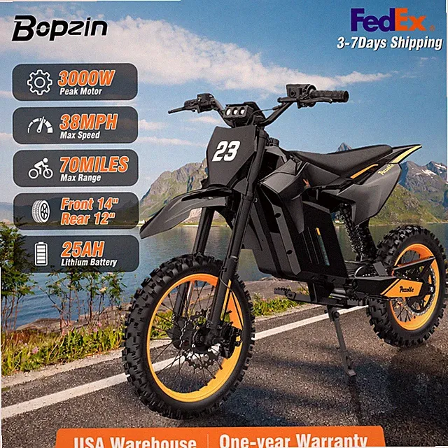 Electric Dirt Bike 1500W/3000W Peak 48V 25Ah Off-Road E-Moutain Bike for Teens